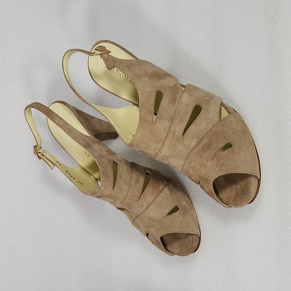 Bruno Magli Shoes - Bruno Magli Suede Sligback Peep-Toe Heels European Sz40